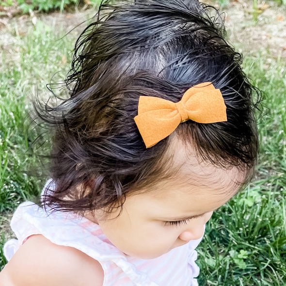 Medium Wisp Clip Baby Bow - Thali Faux Suede Bow Baby Wisp