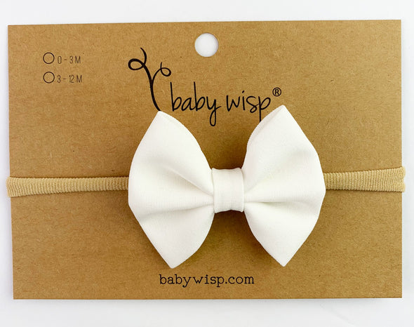 Infant Headband - Fanny Bow - White Baby Wisp