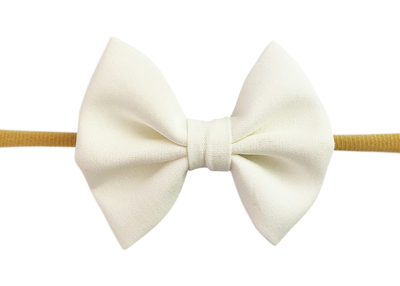 Infant Headband - Fanny Bow - White Baby Wisp