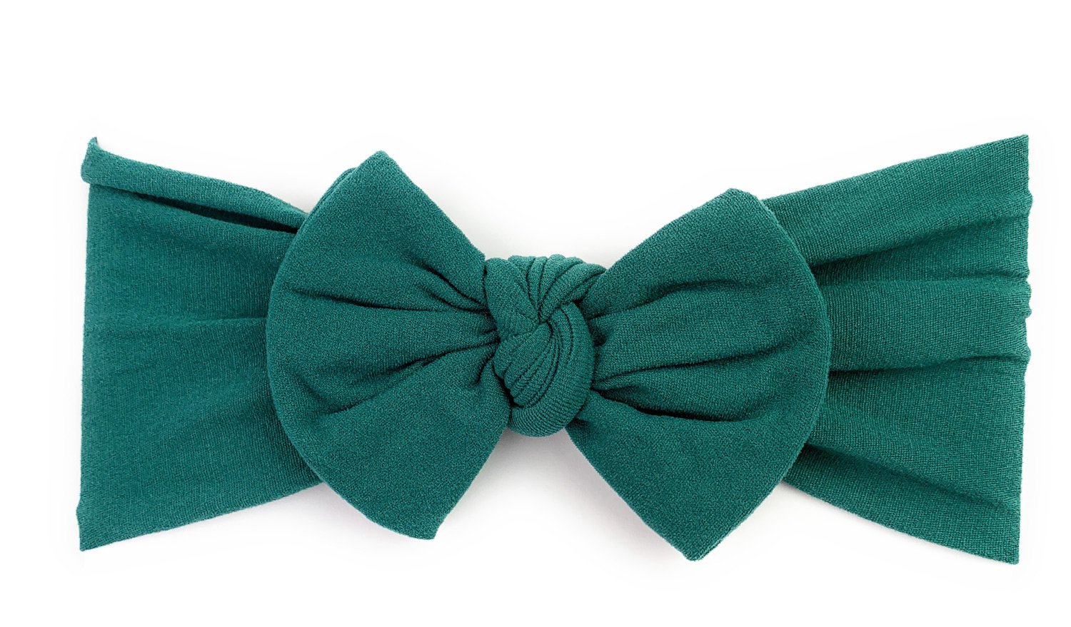 Nylon Bow Headband - Emerald Green Baby Wisp