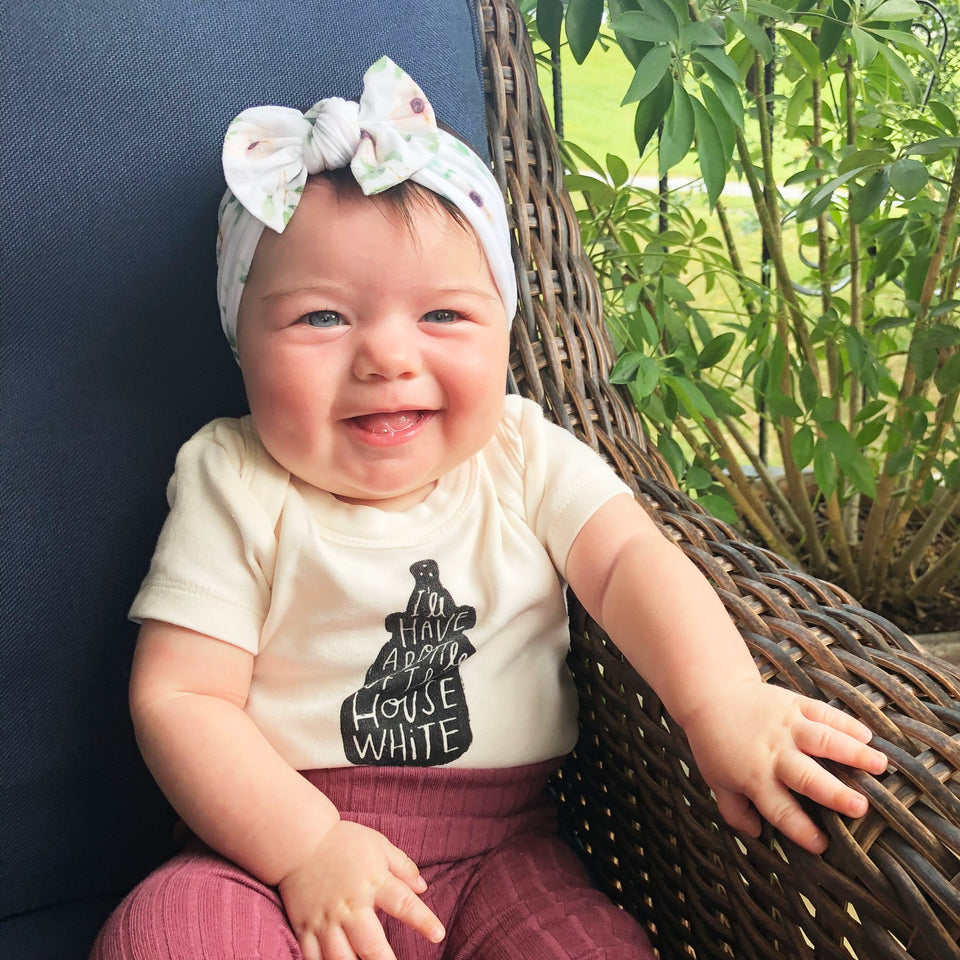 Infant Headwrap Nylon Bow Floral Headband Green Floral