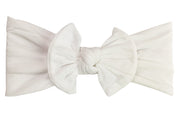 Infant Headwrap Nylon Bow Headband - White Baby Wisp