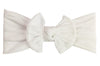Infant Headwrap Nylon Bow Headband - White Baby Wisp