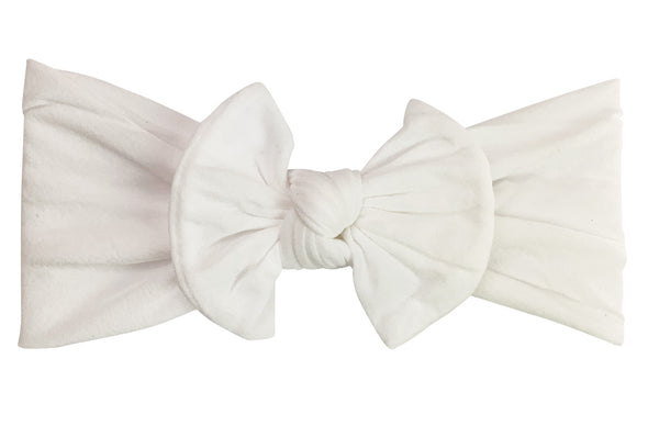 Infant Headwrap Nylon Bow Headband - White Baby Wisp