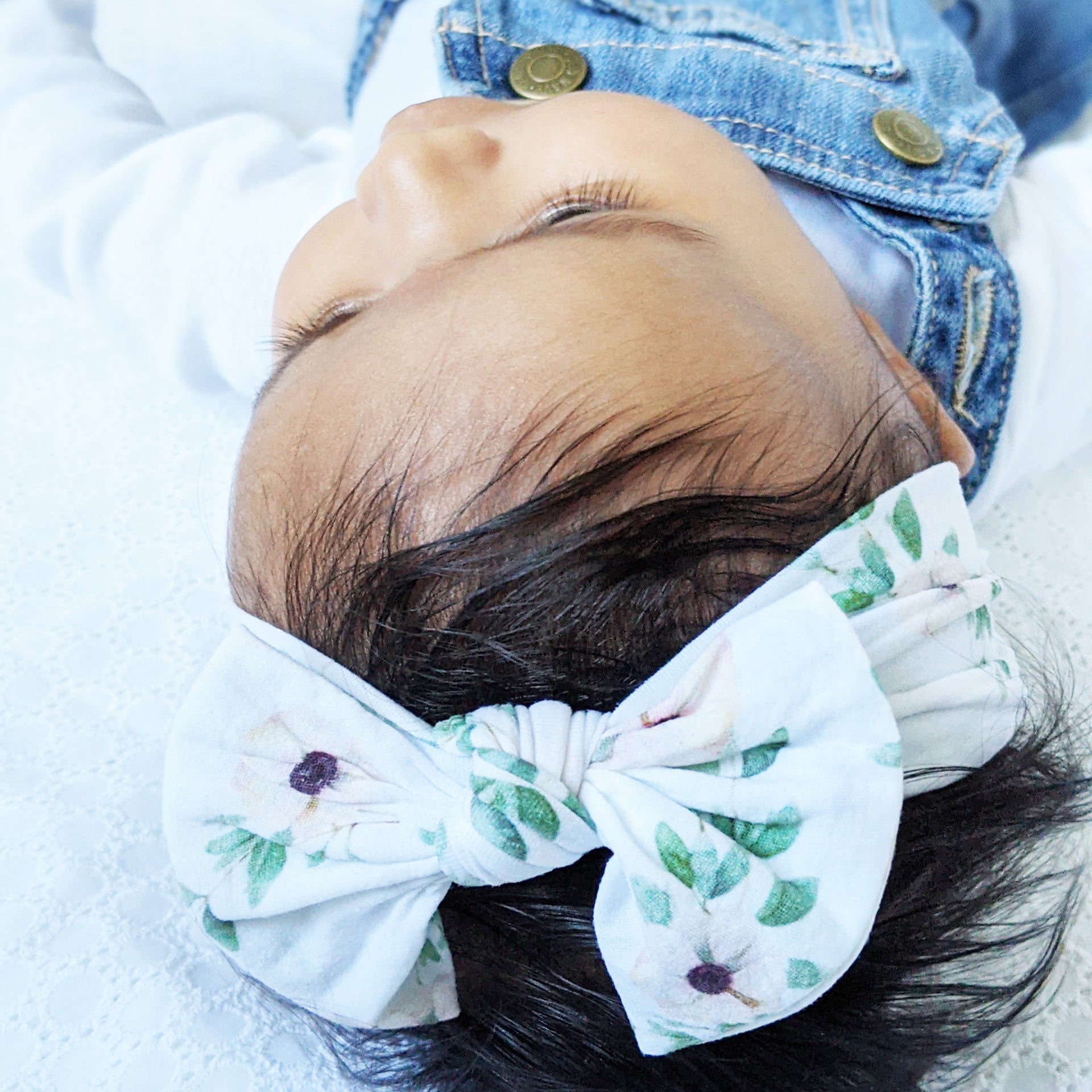 Infant Headwrap Nylon Bow Headband - Slow Floral Style Baby Wisp