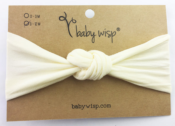 Infant Headwrap - Turban Knot Headband - Ivory Baby Wisp