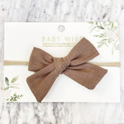 Baby Headband Hand Tied School Girl Fabric Bow - Victoria Baby Wisp