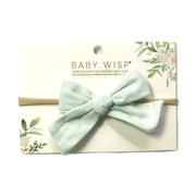 Hand Tied School Girl Bow Baby Headband - Victoria - Mint Baby Wisp