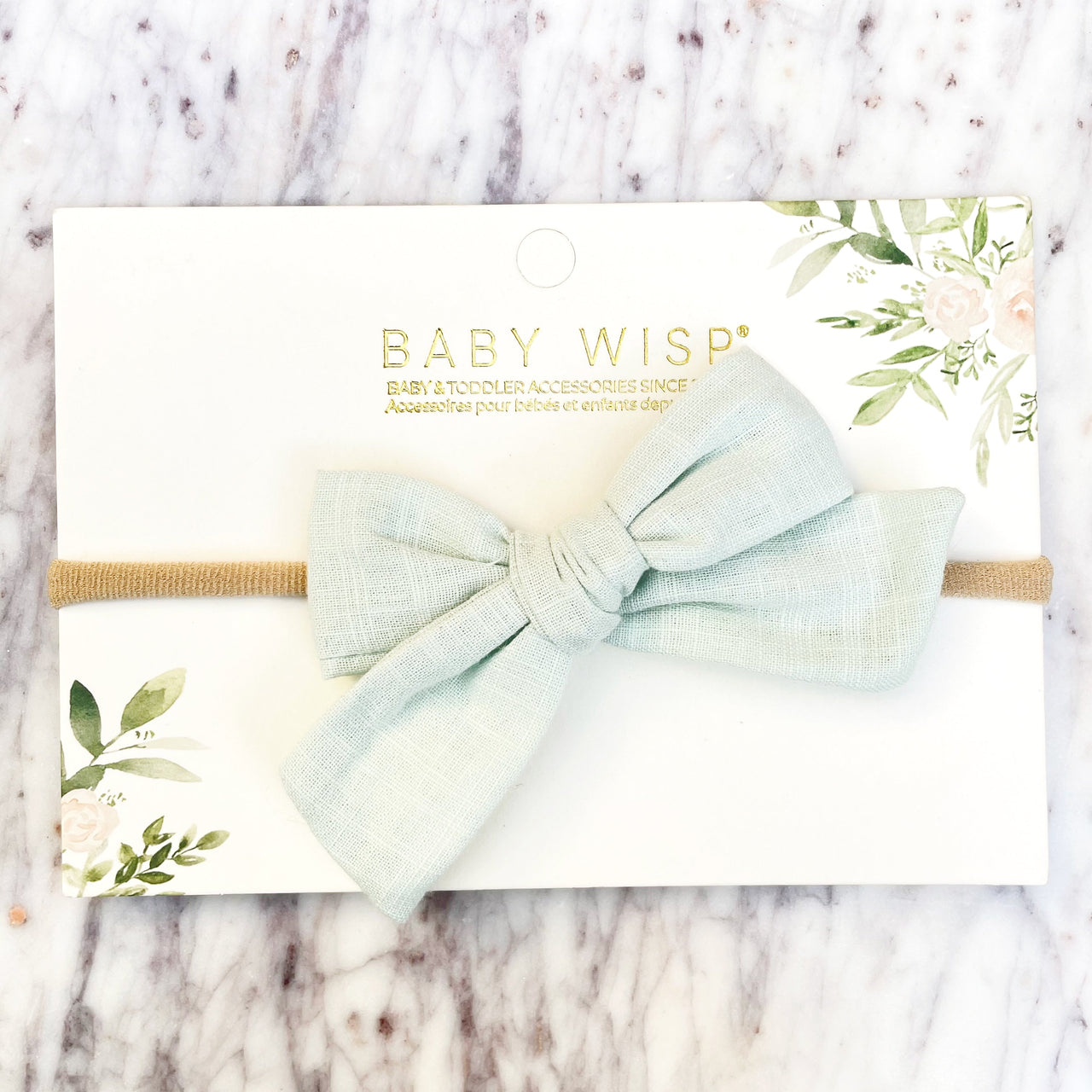 Hand Tied School Girl Bow Baby Headband - Victoria - Mint Baby Wisp