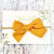 Baby Headband Hand Tied School Girl Fabric Bow - Victoria Baby Wisp