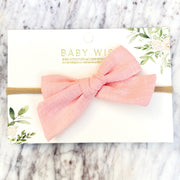 Baby Headband Hand Tied School Girl Fabric Bow - Victoria Baby Wisp