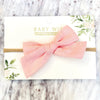 Baby Headband Hand Tied School Girl Fabric Bow - Victoria - Pink Baby Wisp