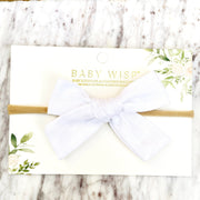 Baby Headband Hand Tied School Girl Fabric Bow - Victoria Baby Wisp