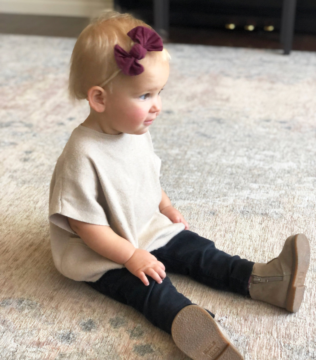 Emerald Green Knotted Bow - Nylon Skinny Headband Baby Wisp