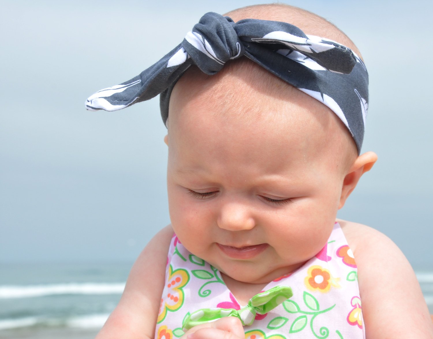 Top Knot White Floral Headband Baby Wisp