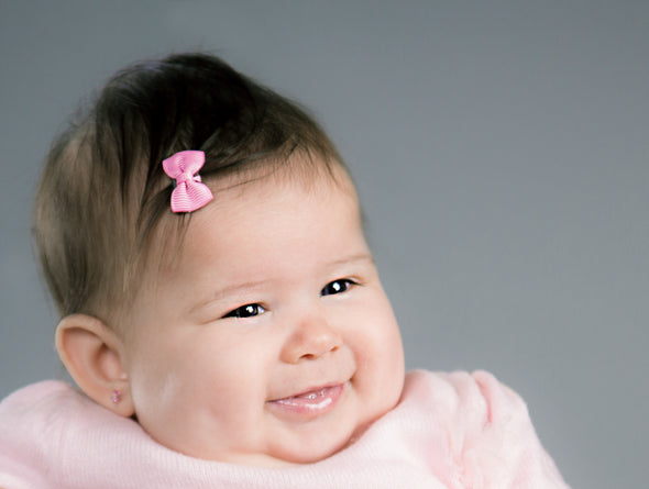 Mini Wisp Clip Tuxedo Bow Grosgrain Ribbon Bow - Icy Pink Baby Wisp