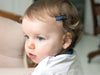 6 Small Snap Ribbon Lined Hairclips - Purple Tulips Baby Wisp