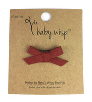 Mini Latch Clip - Hand Tied Faux Suede Hair Bows Baby Wisp