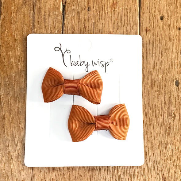 Snap Clip Barrette Pair - Nutmeg Baby Wisp
