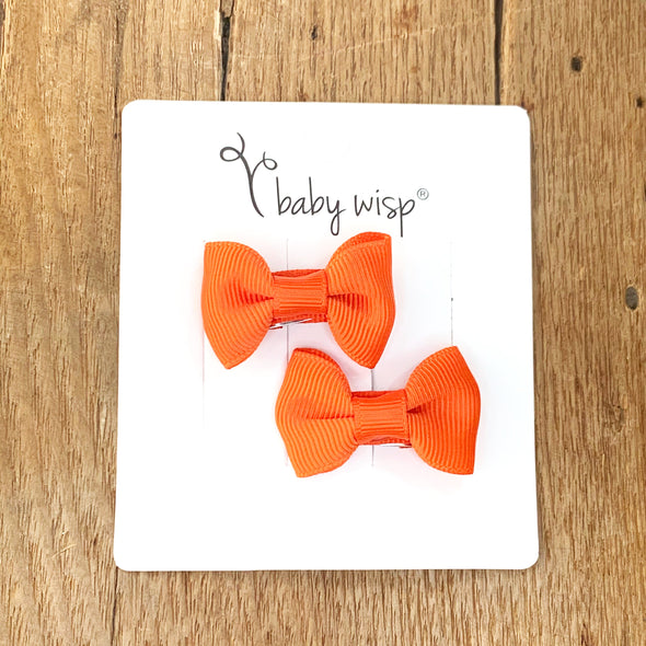 Snap Clip Barrette Pair - Orange Baby Wisp