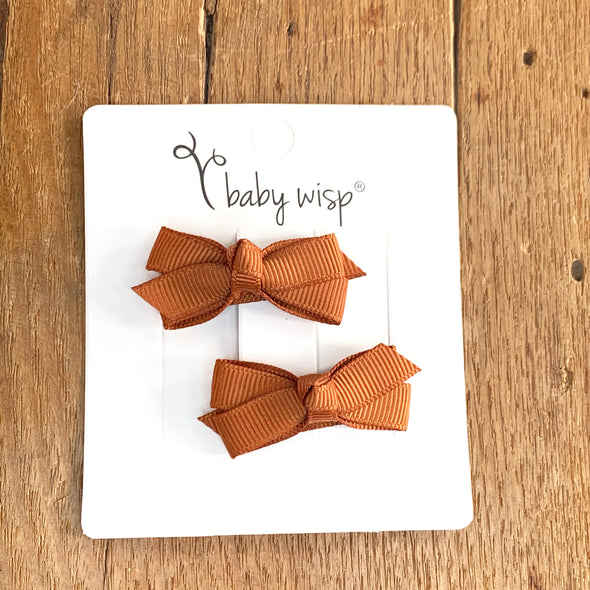 Snap Clip Barrette Pair - Nutmeg Baby Wisp