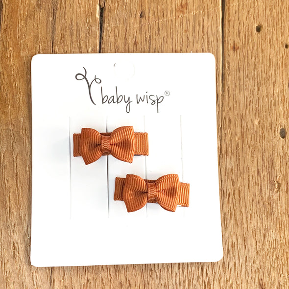 Snap Clip Barrette Pair - Nutmeg Baby Wisp