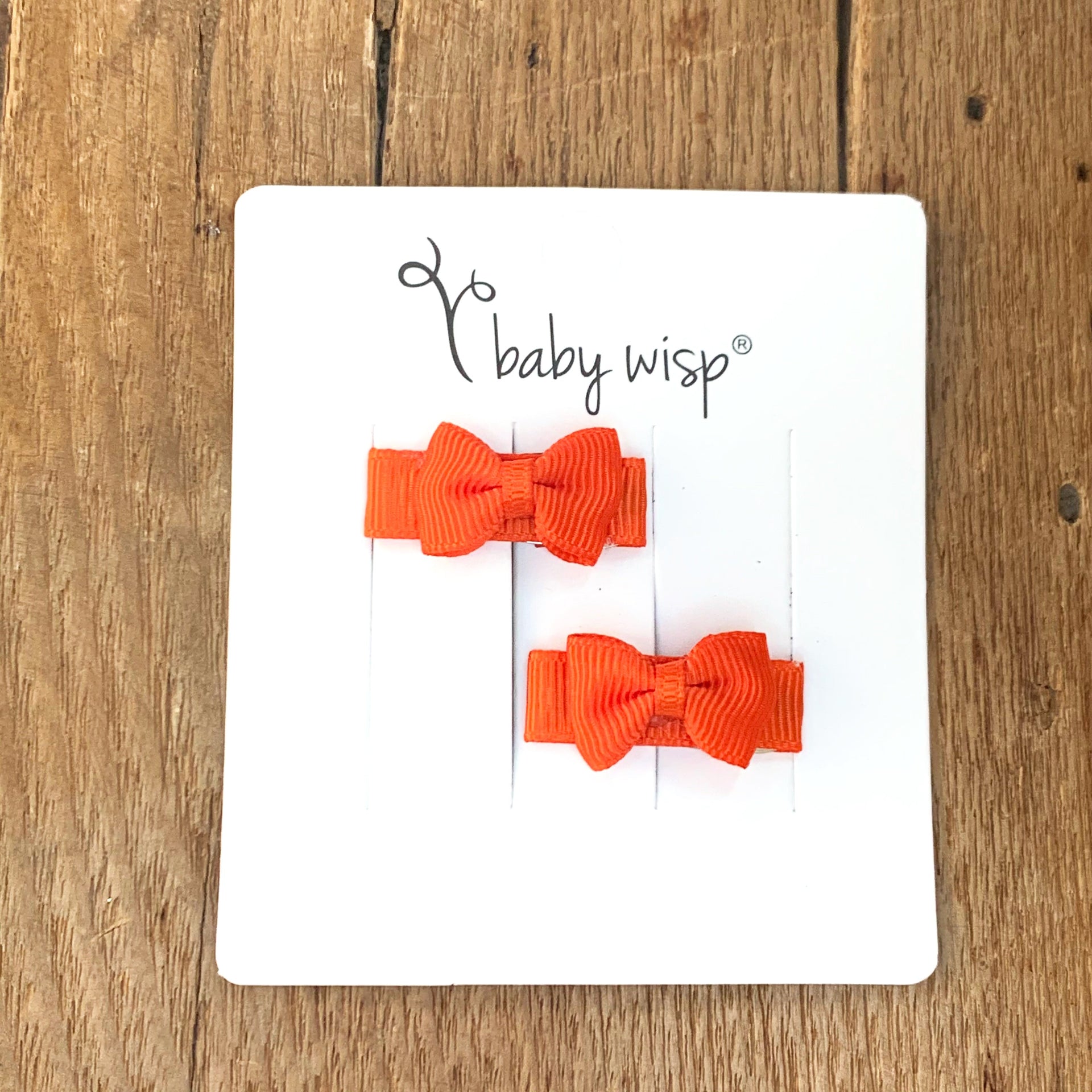 Snap Clip Barrette Pair - Orange Baby Wisp