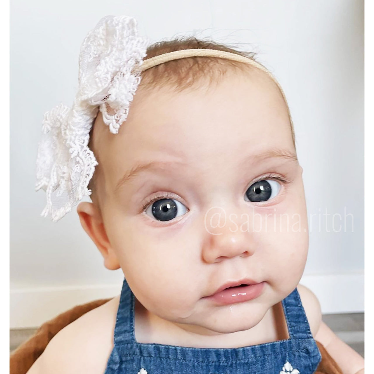 Lace Bow Headband for Babies - White Baby Wisp