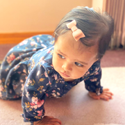 Medium Wisp Clip - Billie Jean Faux Suede Bow - White Baby Wisp