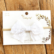 Lace Bow Headband for Babies - White Baby Wisp