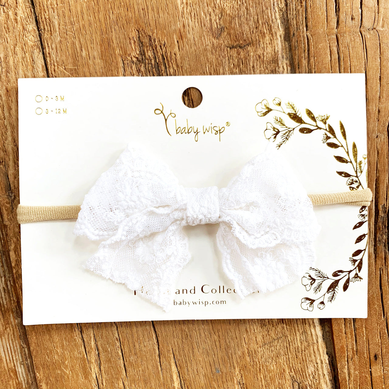 Lace Bow Headband for Babies - White Baby Wisp