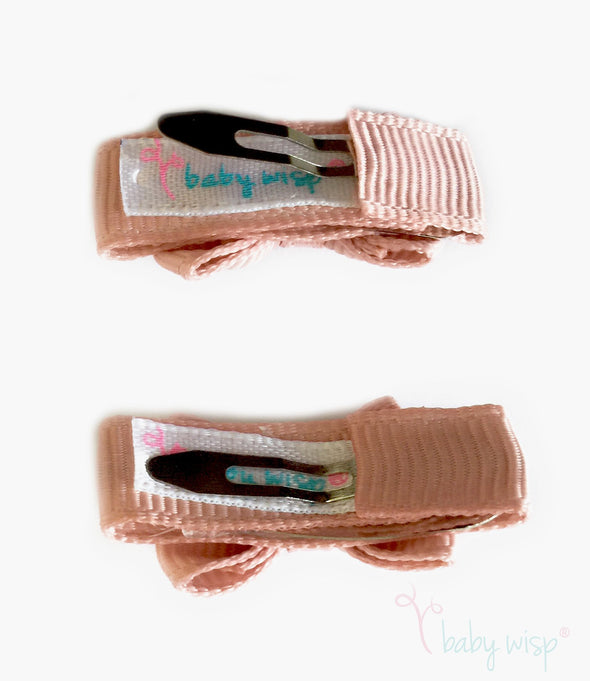 Grosgrain Tuxedo Ribbon Bow - 2 Snap Clips - Ice Mint Baby Wisp
