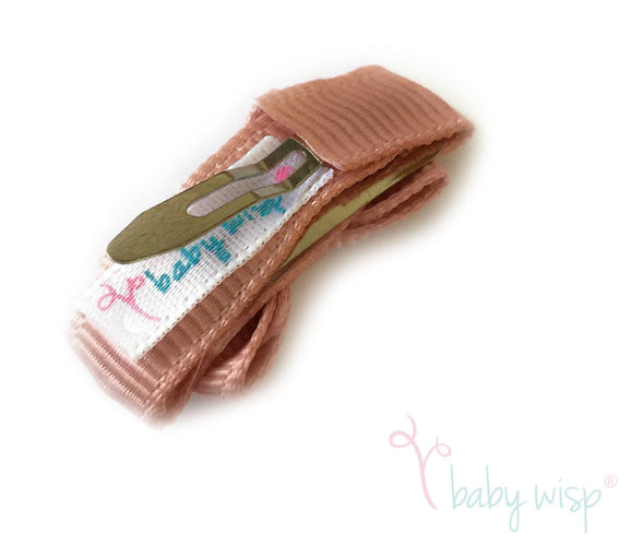 Grosgrain Tuxedo Bow Snap Clip - Single Hair Bow - Rosy Mauve Baby Wisp