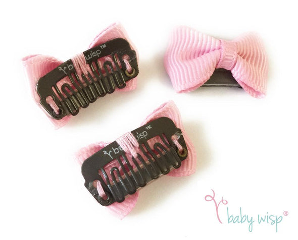 Tiny Wisp Clip Tuxedo Grosgrain Bow - Tangerine Orange Baby Wisp
