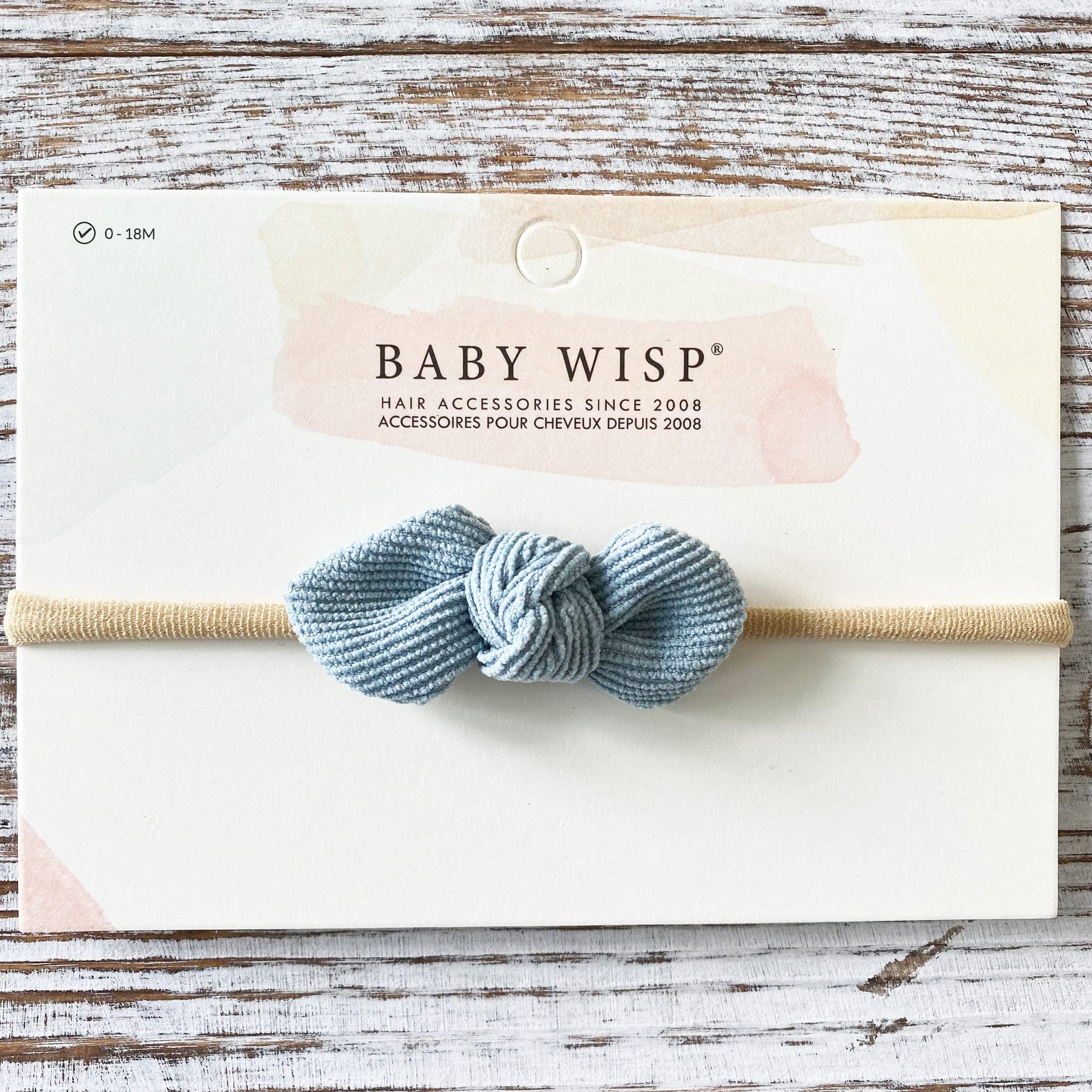 Cute Cord Knotted Bow For Babies - Cordelia - Soft Blue Baby Wisp