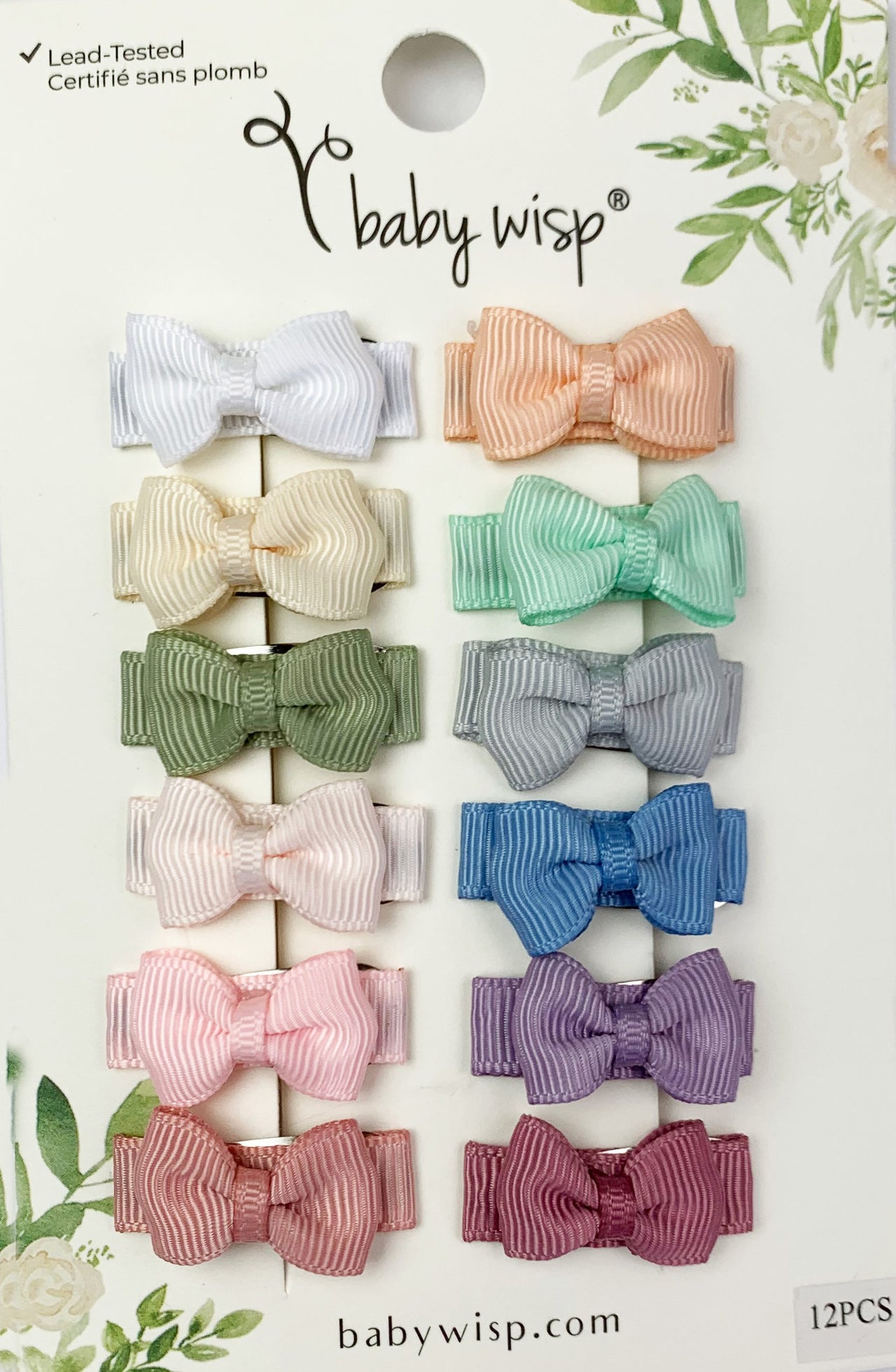 12 Pc Small Snap Tuxedo Grosgrain Hair Bows - Spring Classic Bows Baby Wisp