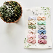 12 Pc Small Snap Tuxedo Grosgrain Hair Bows - Spring Classic Bows Baby Wisp