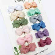 12 Pc Small Snap Tuxedo Grosgrain Hair Bows - Spring Classic Bows Baby Wisp