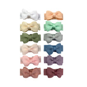 12 Pc Small Snap Tuxedo Grosgrain Hair Bows - Spring Classic Bows Baby Wisp