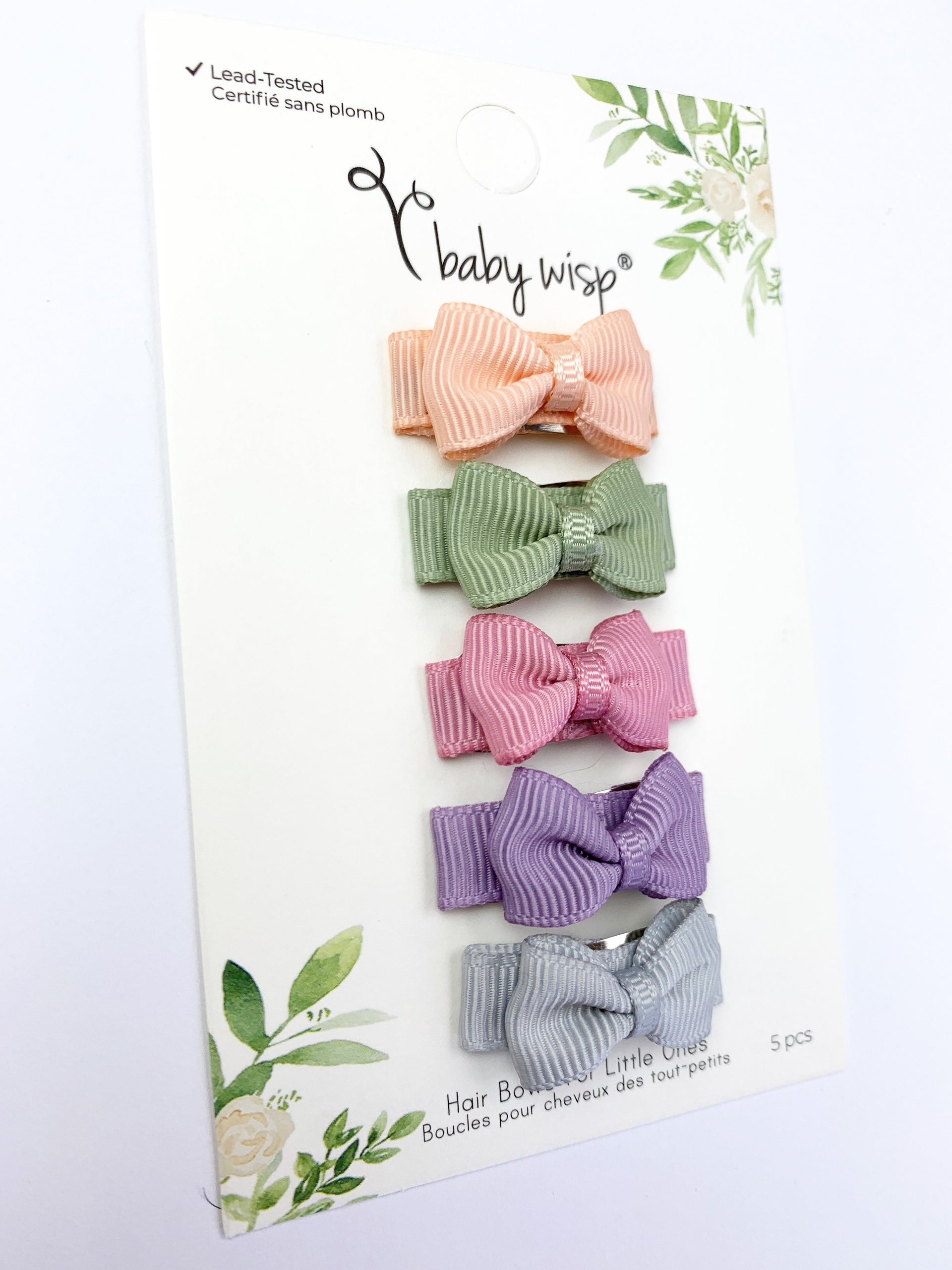 5 Small Snap Clips Mini Bows Tuxedo - Collection - Watercolors Baby Wisp