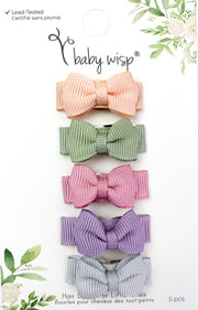 5 Small Snap Clips Mini Bows Tuxedo - Collection - Watercolors Baby Wisp