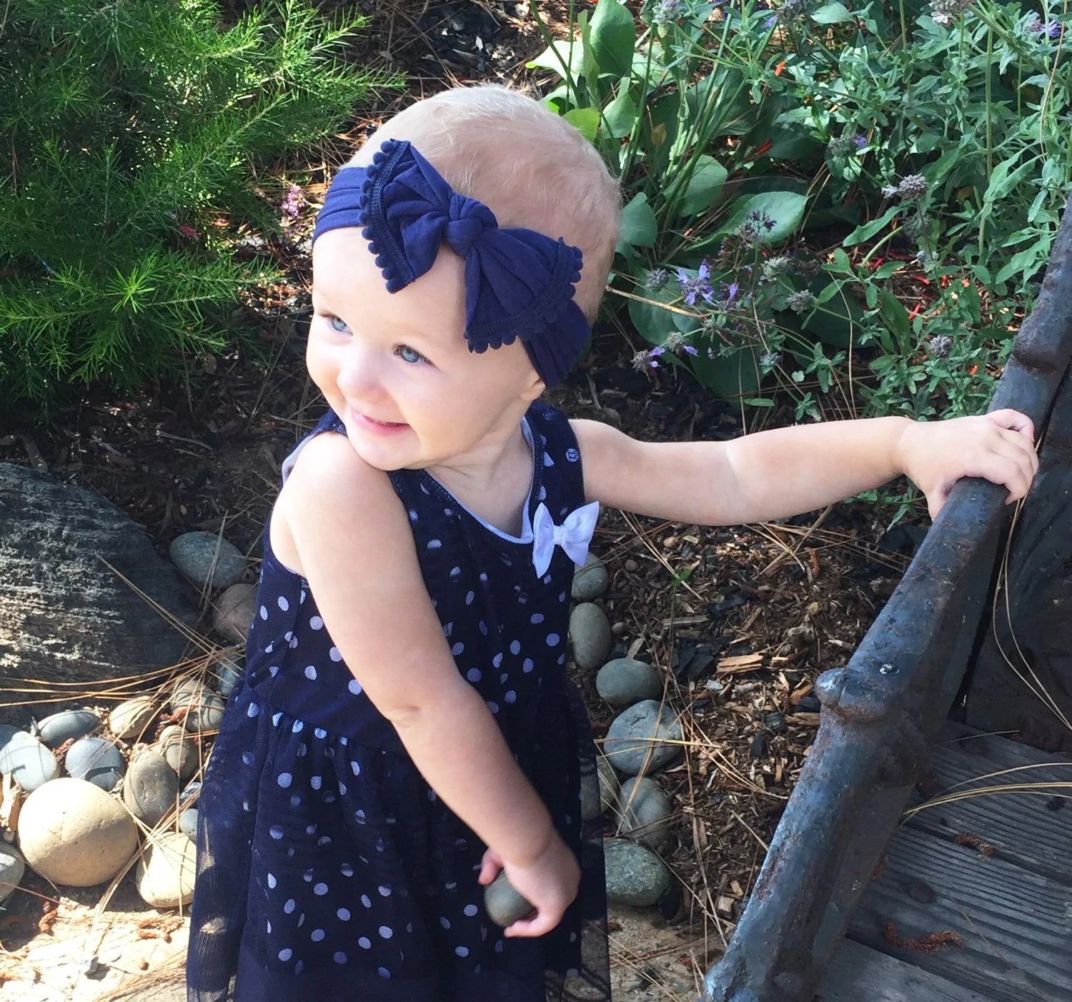 Infant Headwrap - Mini Trim Pom Pom Bow - Dusty Pink Baby Wisp