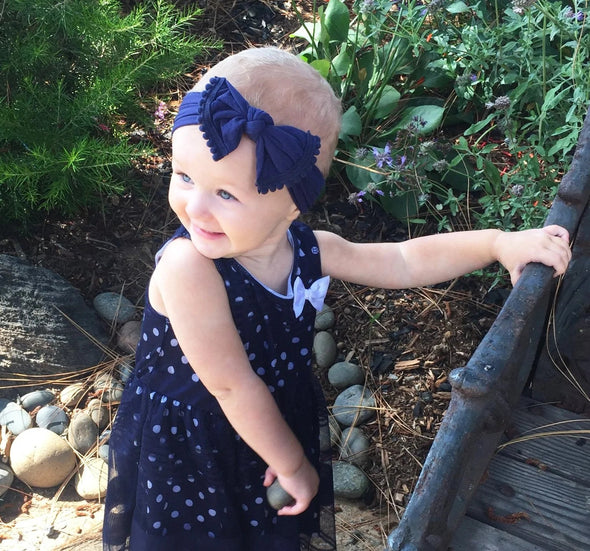 Infant Headwrap - Mini Trim Pom Pom Bow - Dusty Pink Baby Wisp