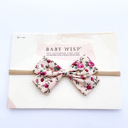 Floral Print Bow Headband - Emma Style Fabric Bow Baby Wisp