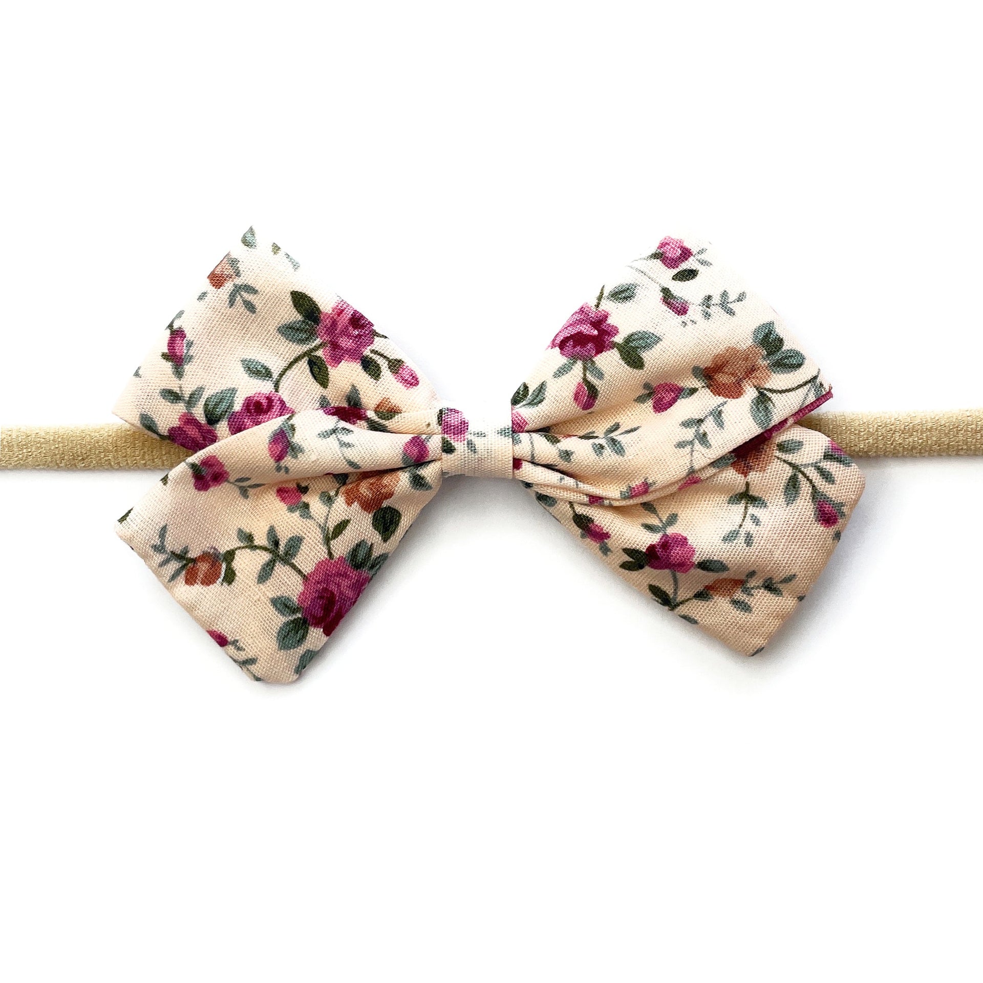 Floral Print Bow Headband - Emma Style Fabric Bow Baby Wisp