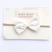 Emma Bow Infant Headbands - White Baby Wisp