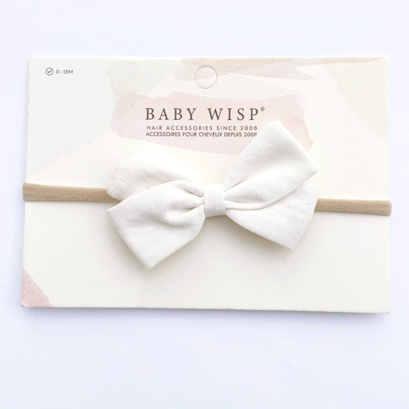 Emma Bow Infant Headbands - White Baby Wisp