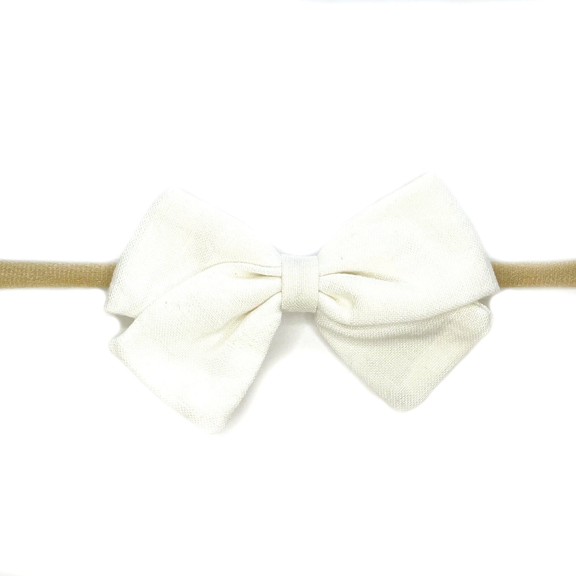 Emma Bow Infant Headbands - White Baby Wisp