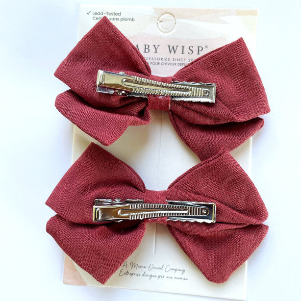 Emma Fabric Bows - Pigtail Bows - Alligator Clip - Sage Baby Wisp