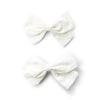 Emma Fabric Bows - Pigtail Bows - Alligator Clip - White Baby Wisp